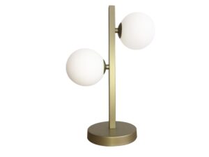 Miniaturka 2 - Lampa stołowa Omidano mosiądz dwa białe kuliste klosze