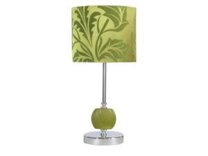 Miniaturka 2 - Lampa stołowa Oriadena z zielonym walcowym abażurem i ozdobną kulką