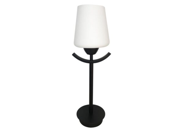 Lampa stołowa Palosio czarna z białym szklanym kloszem E27