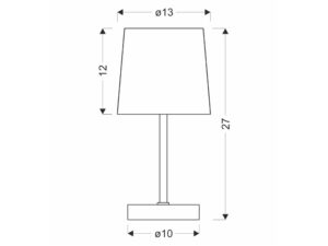 Miniaturka 2 - Lampka stołowa Pelanio na rysunku technicznym z wymiarami