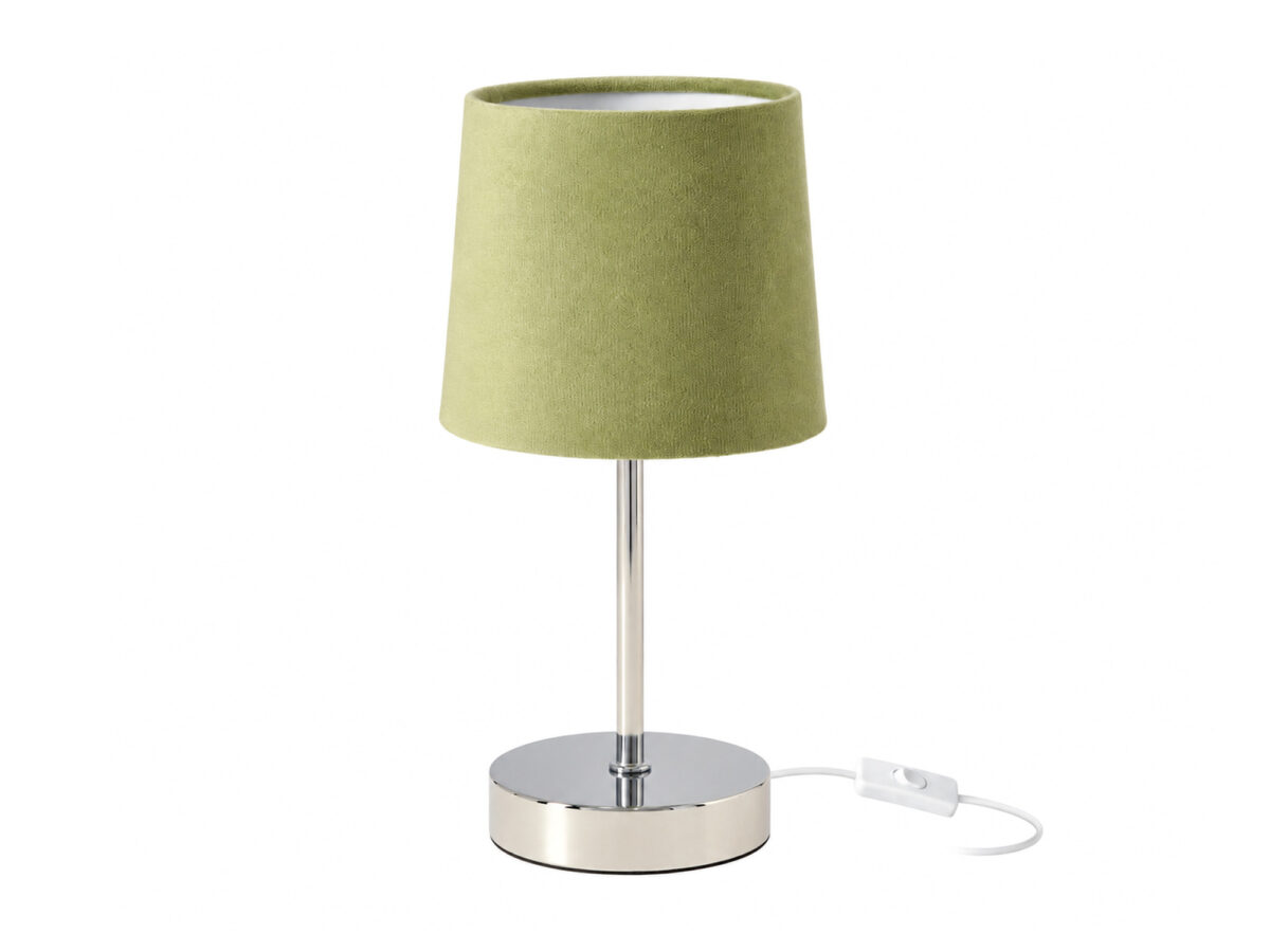 Lampa stołowa Pelanio chromowana z abażurem 27 cm
