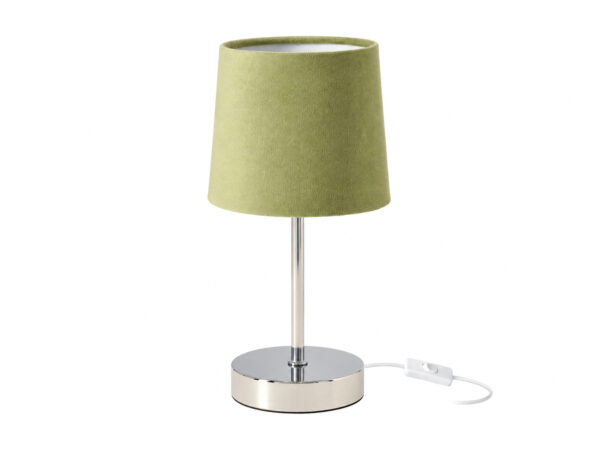 Lampka Pelanio chromowana z szarozielonym abażurem