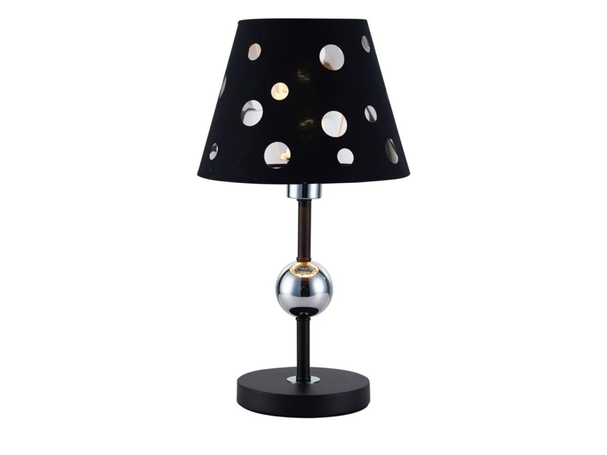 Lampa stołowa Perasano czarna 44 cm z abażurem