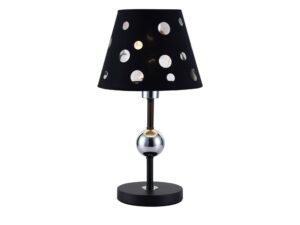 Miniaturka 2 - Czarna lampa stołowa Perasano z abażurem w okrągłe otwory