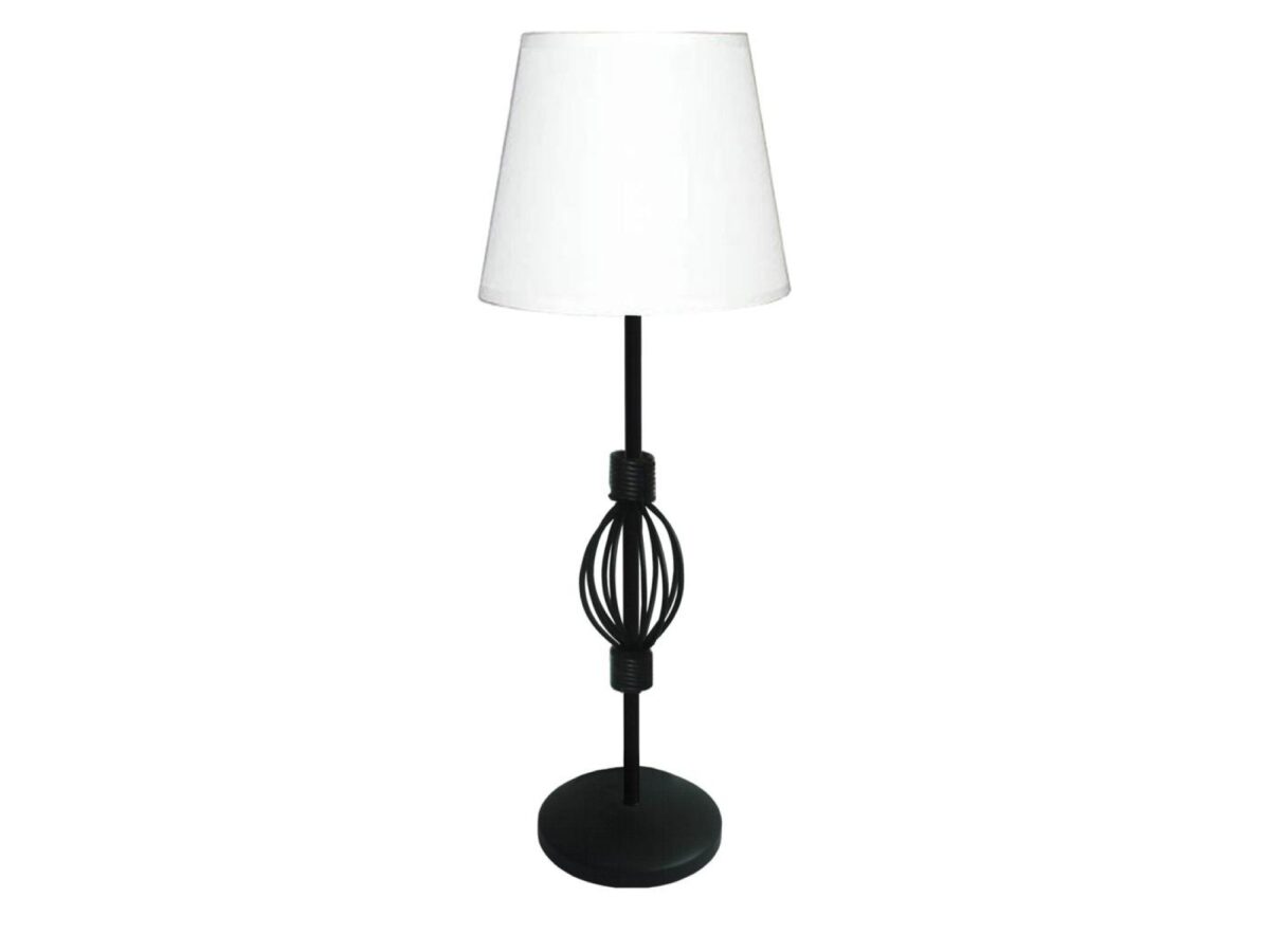 Lampa stołowa Peromia 48 cm z białym abażurem i czarną podstawą