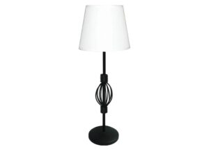 Miniaturka 2 - Lampa stołowa Peromia z białym abażurem i czarną stalową podstawą z ażurową dekoracją