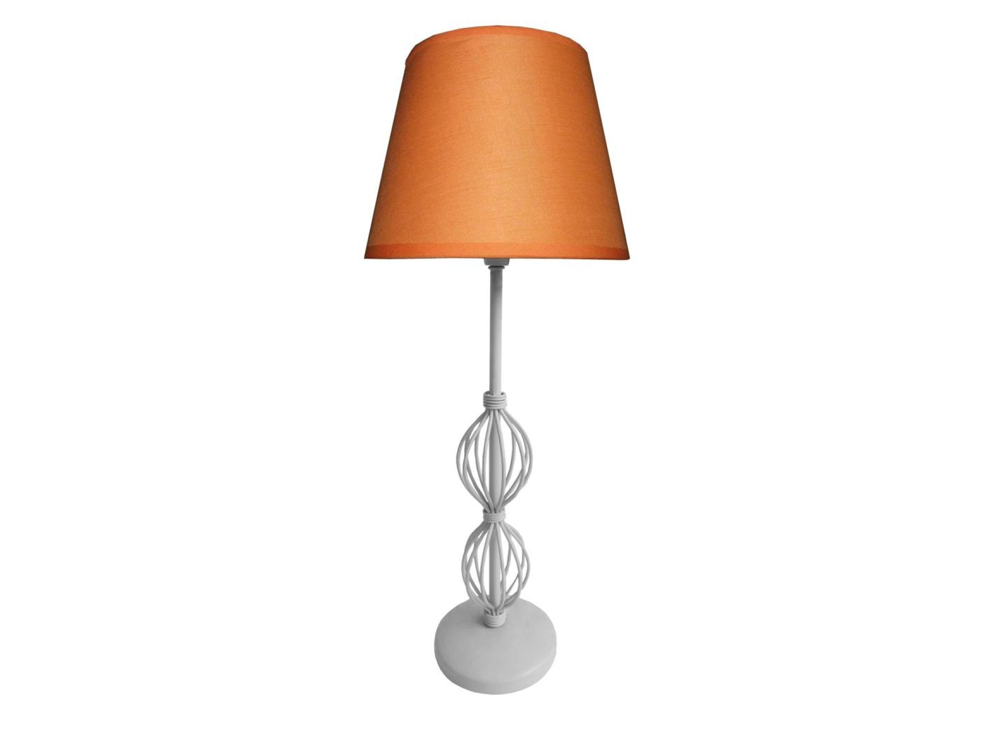 Pomarańczowa lampa stołowa Peromia ze stalową podstawą z dwiema ażurowymi rozetami