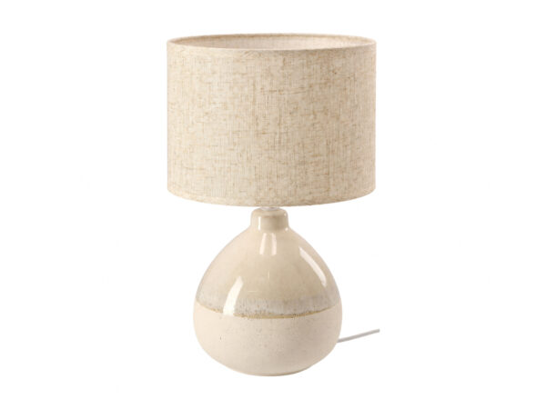 Lampa stołowa Peronela z beżową ceramiczną podstawą i abażurem w kolorze kości słoniowej