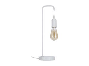 Miniaturka 6 - Biała lampa stołowa Revetena z odsłoniętą żarówką i przewodem