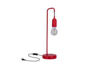 Miniaturka 2 - Czerwona lampa stołowa Revetena z okrągłą podstawą i przewodem