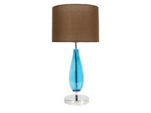 Miniaturka 1 - Lampa stołowa Romatona z brązowym abażurem i turkusowoniebieską szklaną podstawą