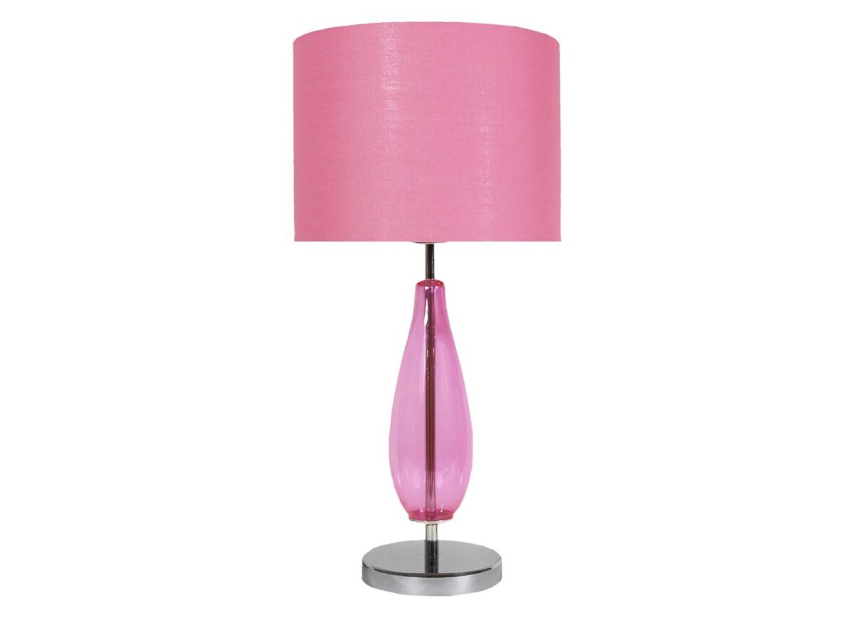 Lampa stołowa Romatona ze szklaną podstawą i abażurem