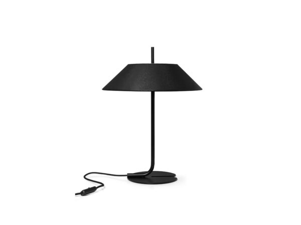 Lampa stołowa SAKOSI ST czarna z szerokim tekstylnym abażurem