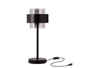 Miniaturka 1 - Lampa stołowa Salidena czarna z dymionym cylindrycznym kloszem