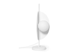 Miniaturka 1 - Biała lampa stołowa SALLO ST z mlecznym kloszem i okrągłą podstawą