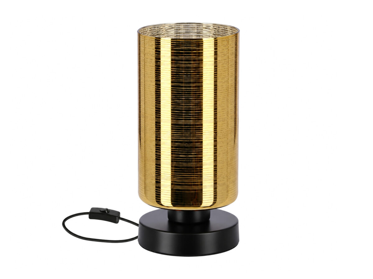 Lampa stołowa Savaro złoto-czarna ze szklanym kloszem