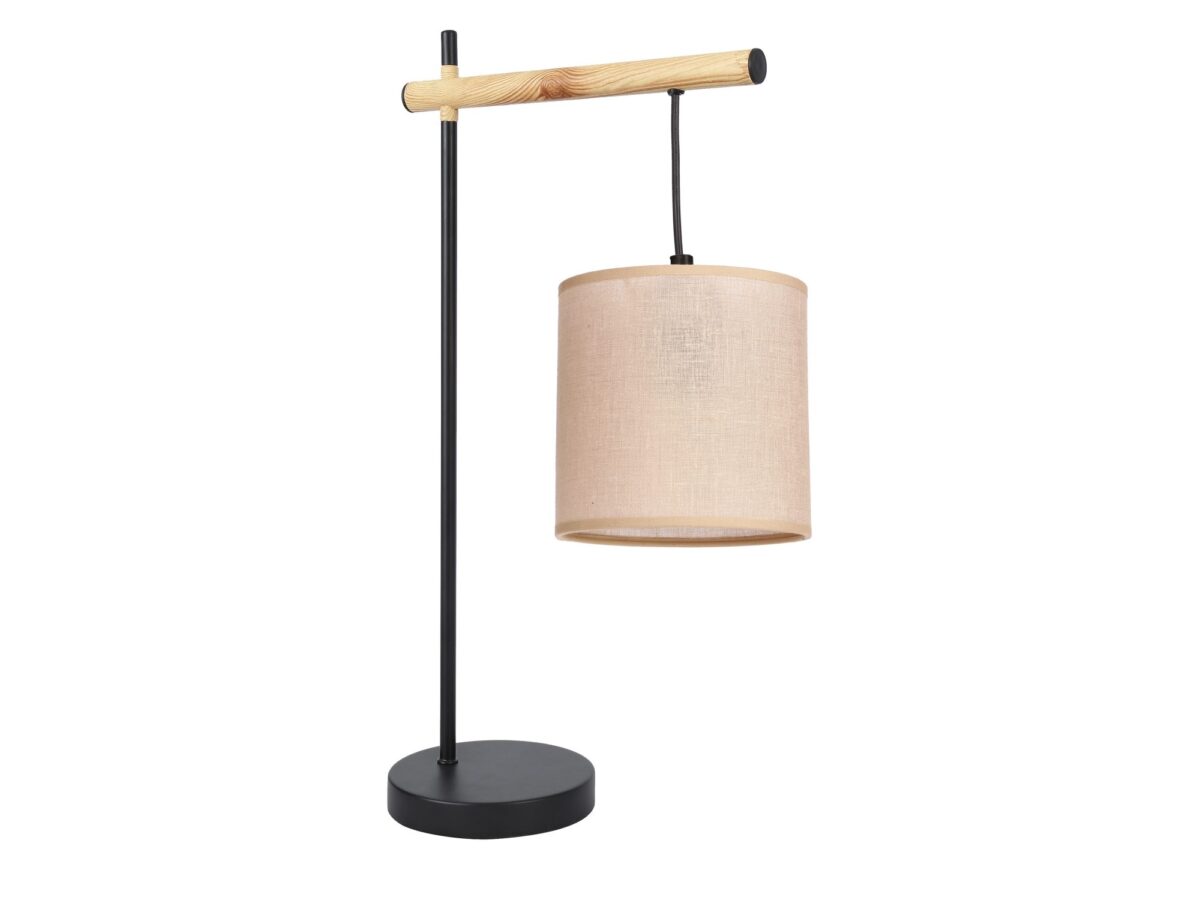Lampa stołowa Savilina czarna z beżowym abażurem