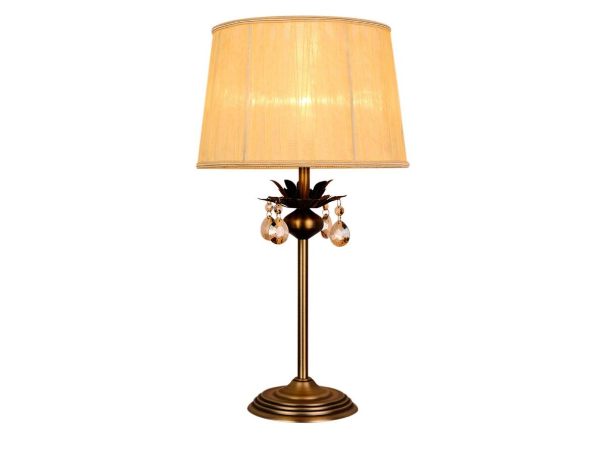 Lampa stołowa Savodia 55 cm z kryształkami patyna
