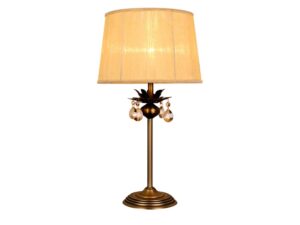Miniaturka 3 - Lampa stołowa Savodia patyna z kremowym abażurem i kryształkami na białym tle