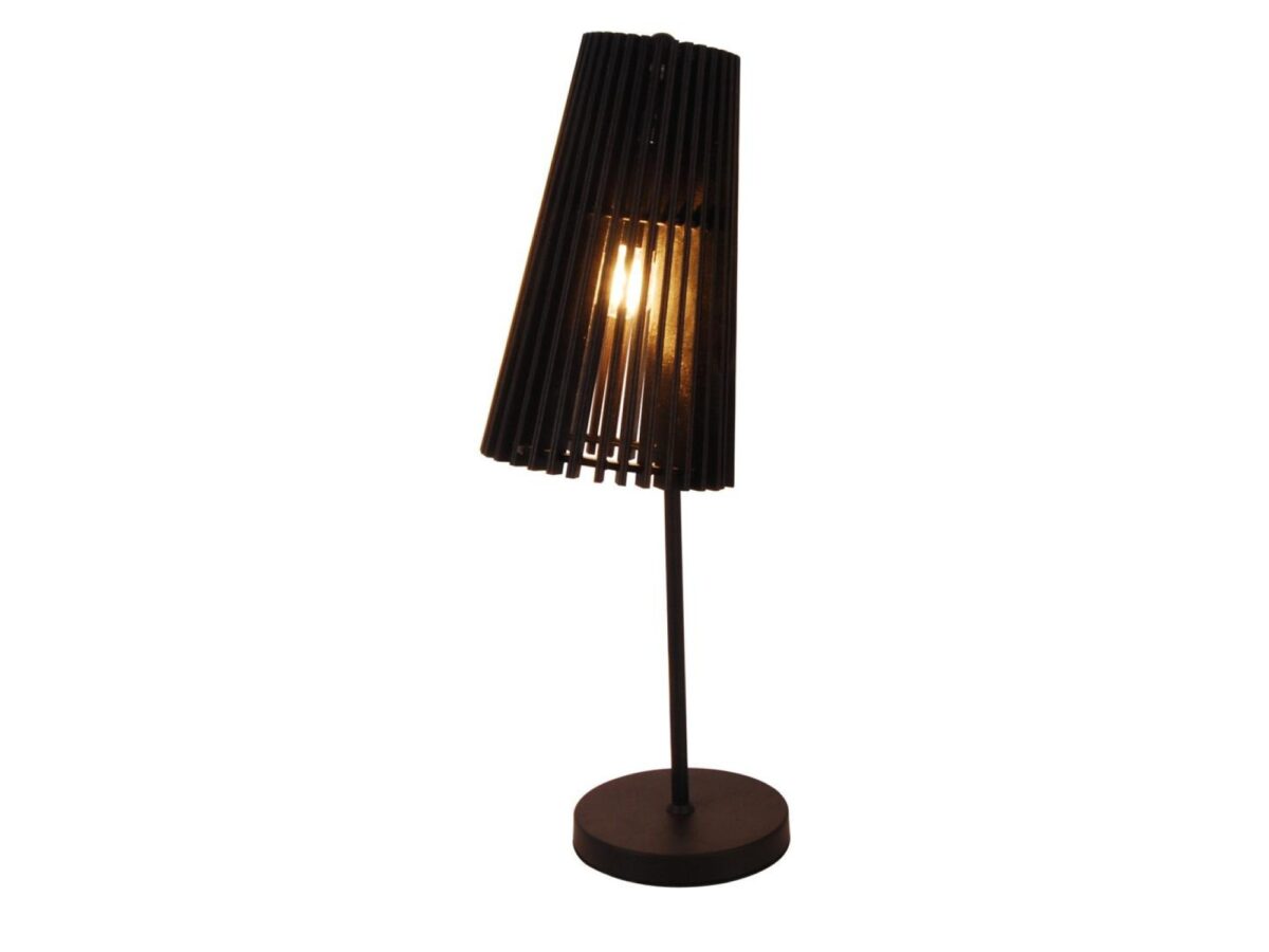 Lampa stołowa Selatino ażurowa z drewna 55 cm czarna