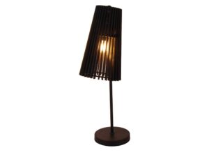 Miniaturka 2 - Czarna lampa stołowa Selatino z ażurowym kloszem z drewna
