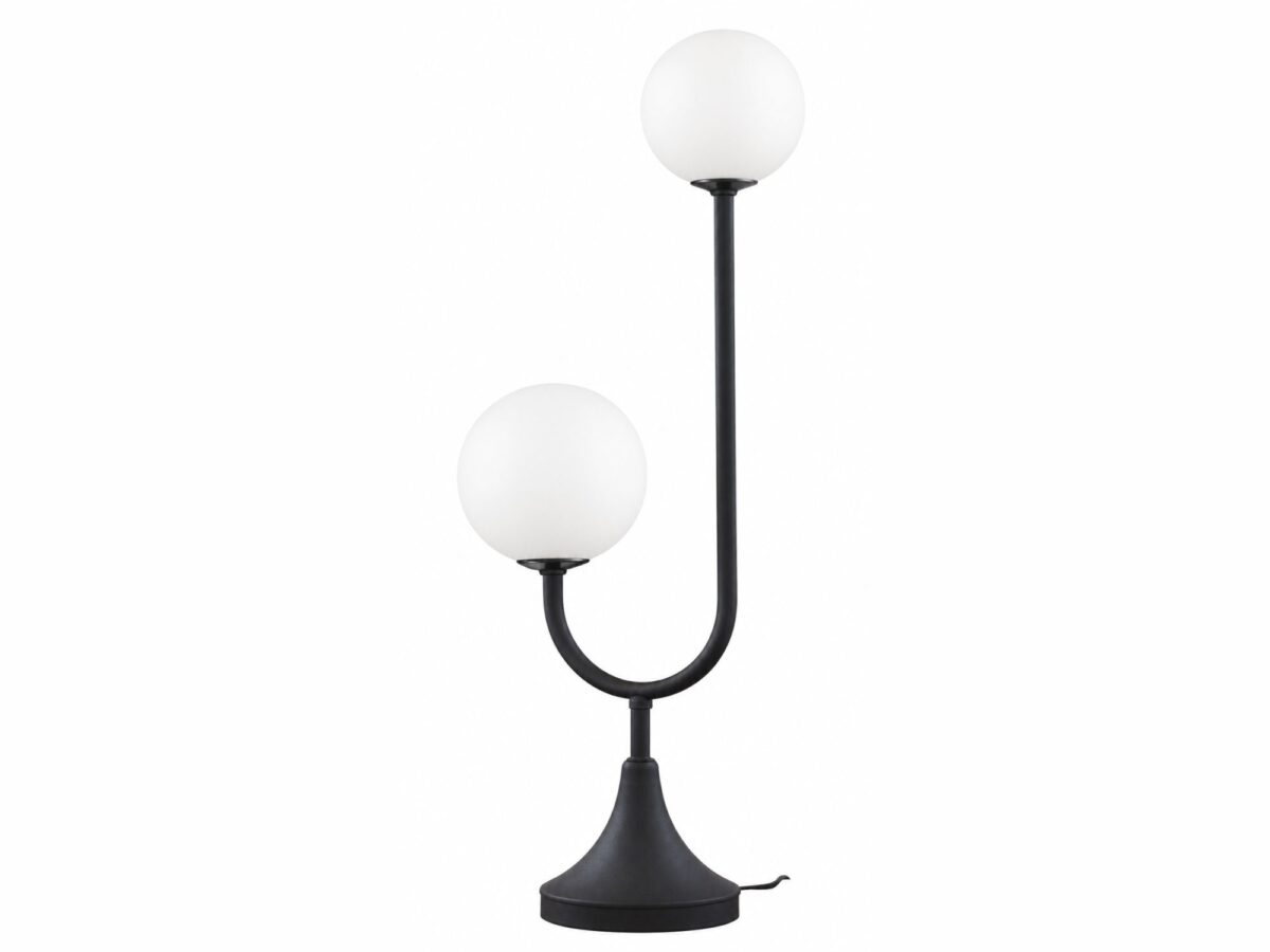 Lampa stołowa Selen czarna 2-punktowa z kulistymi kloszami