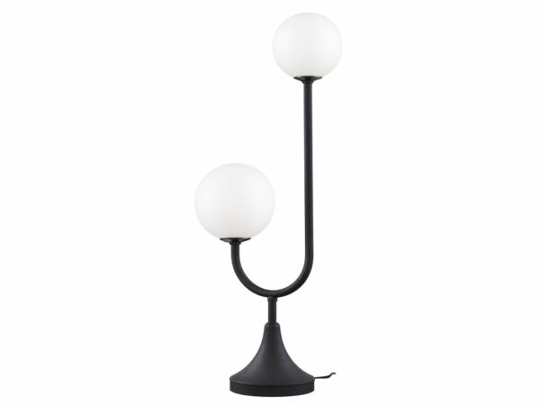Lampa stołowa Selen czarna z dwoma białymi kulistymi kloszami