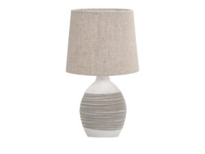 Miniaturka 4 - Lampa stołowa Serolina beżowa z ceramiczną podstawą i abażurem