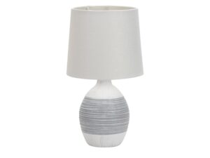 Miniaturka 1 - Lampa stołowa Serolina szara z ryflowaną ceramiczną podstawą