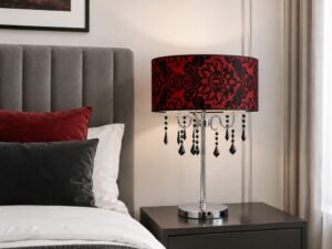 Miniaturka 1 - Lampa stołowa Seromio na szafce nocnej w jasnej sypialni