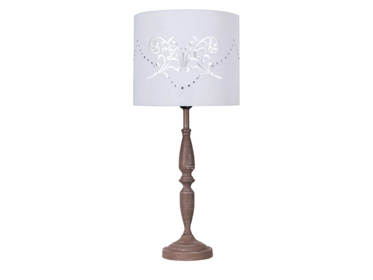 Lampa stołowa z ozdobnym abażurem Silotino 58 cm biała