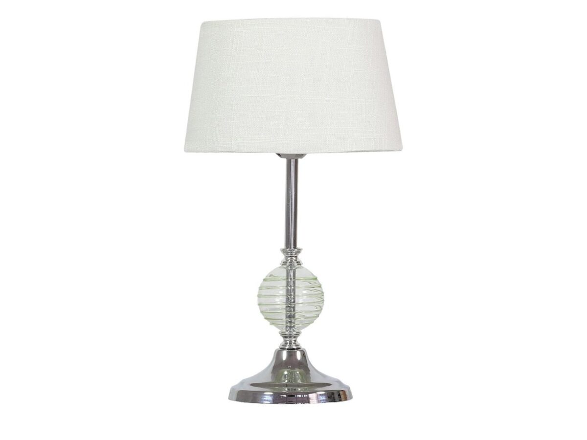 Lampa stołowa Solerio 35 cm chrom z jasnym abażurem E27