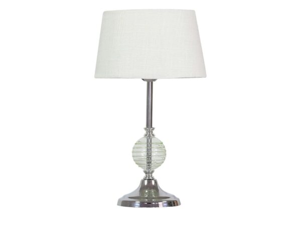 Lampa stołowa Solerio z jasnym abażurem i zieloną szklaną kulą