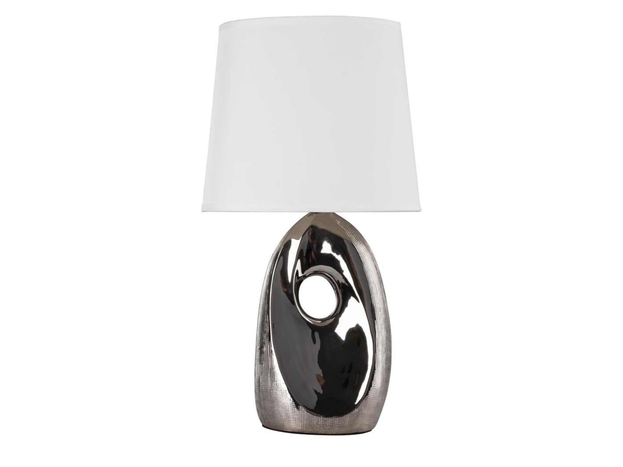 Lampa stołowa Tereda w kolorze srebrnym na białym tle