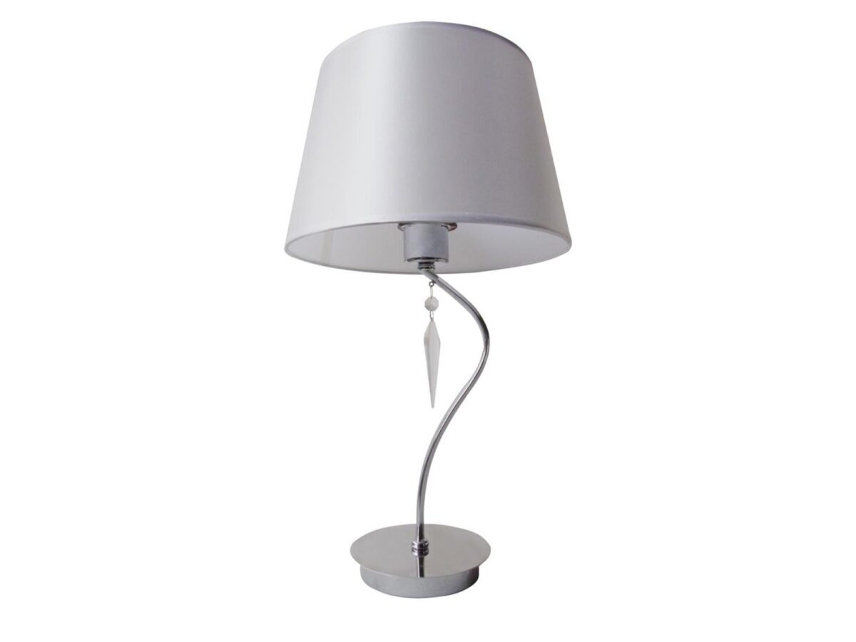 Lampa stołowa Terinia 49 cm chrom z białym abażurem