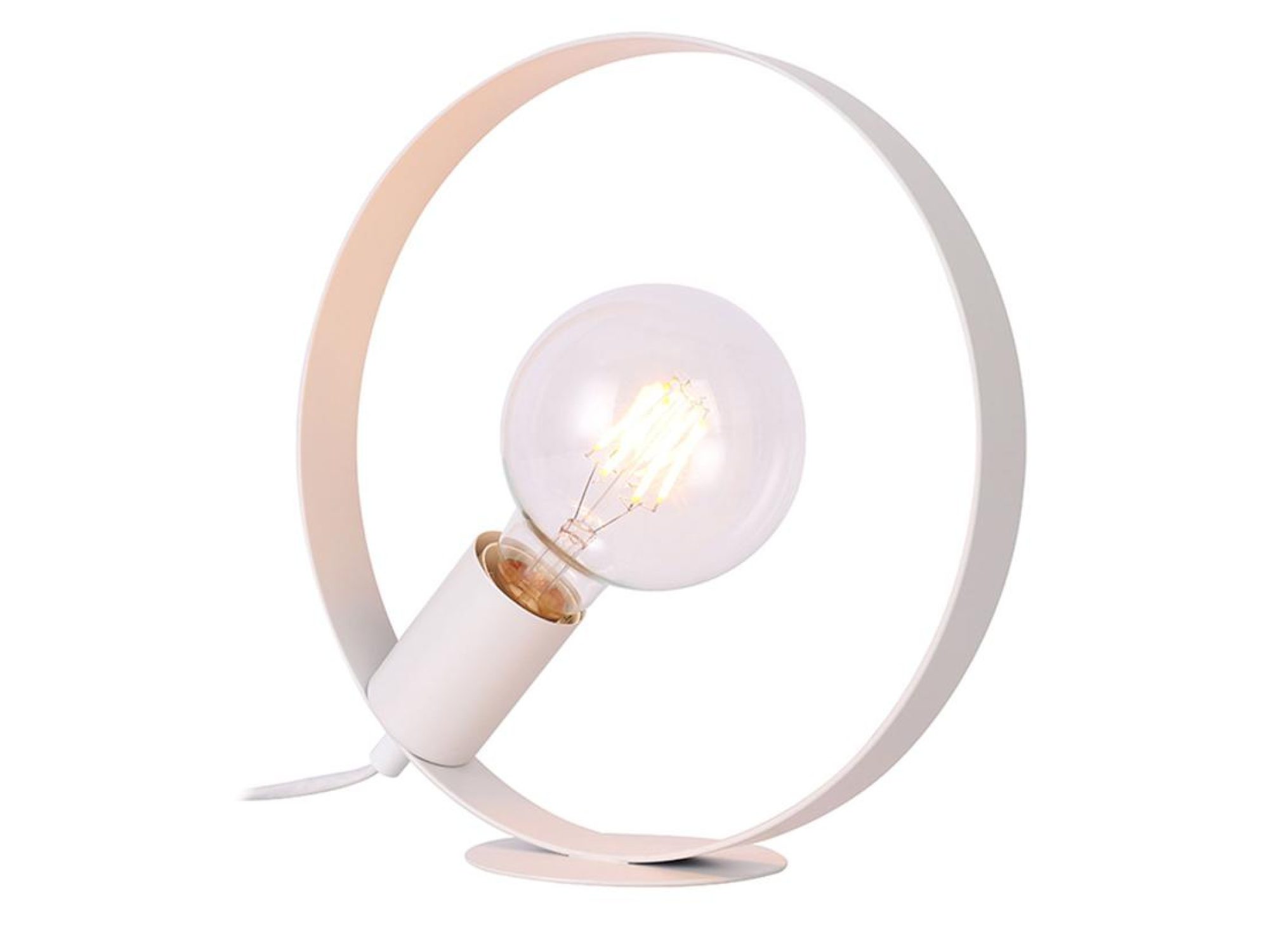 Biała lampa stołowa Toralona z metalową obudową