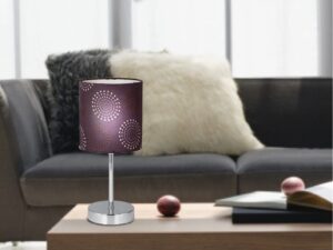 Miniaturka 2 - Lampa stołowa Torena brązowy klosz na stoliku kawowym w salonie