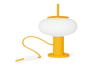 Miniaturka 2 - Melonowa lampa stołowa TORNI ST z białym kloszem