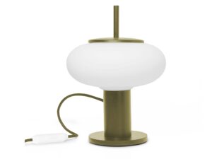 Miniaturka 3 - Oliwkowa lampa stołowa TORNI ST z mlecznym kloszem
