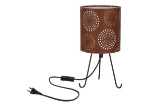 Miniaturka 3 - Lampa stołowa Uledino z brązowym abażurem we wzór okrągłych kropek