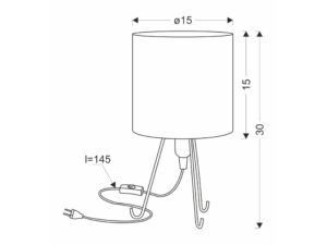 Miniaturka 2 - Rysunek wymiarowy lampy stołowej Uledino: wysokość 30 cm i średnica abażuru 15 cm