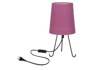 Miniaturka 1 - Lampa stołowa Uledino fioletowy abażur w kratkę