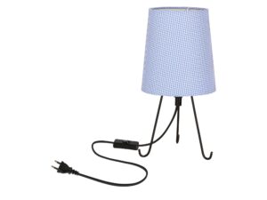 Miniaturka 2 - Lampa stołowa Uledino niebieski abażur w kratkę