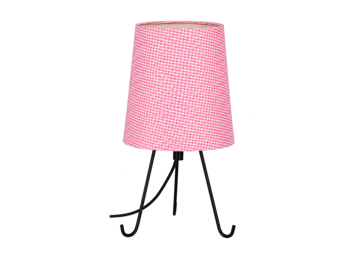 Lampa stołowa Uledino z czarną podstawą i wzorzystym abażurem