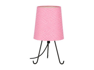 Miniaturka 7 - Lampa stołowa Uledino z różowym abażurem w kratkę na czarnych nóżkach