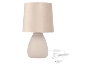 Miniaturka 2 - Beżowa lampa stołowa Ulemina z ceramiczną podstawą i abażurem