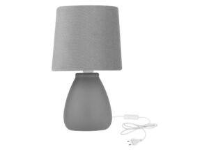 Miniaturka 1 - Grafitowa lampa stołowa Ulemina z ceramiczną podstawą i abażurem