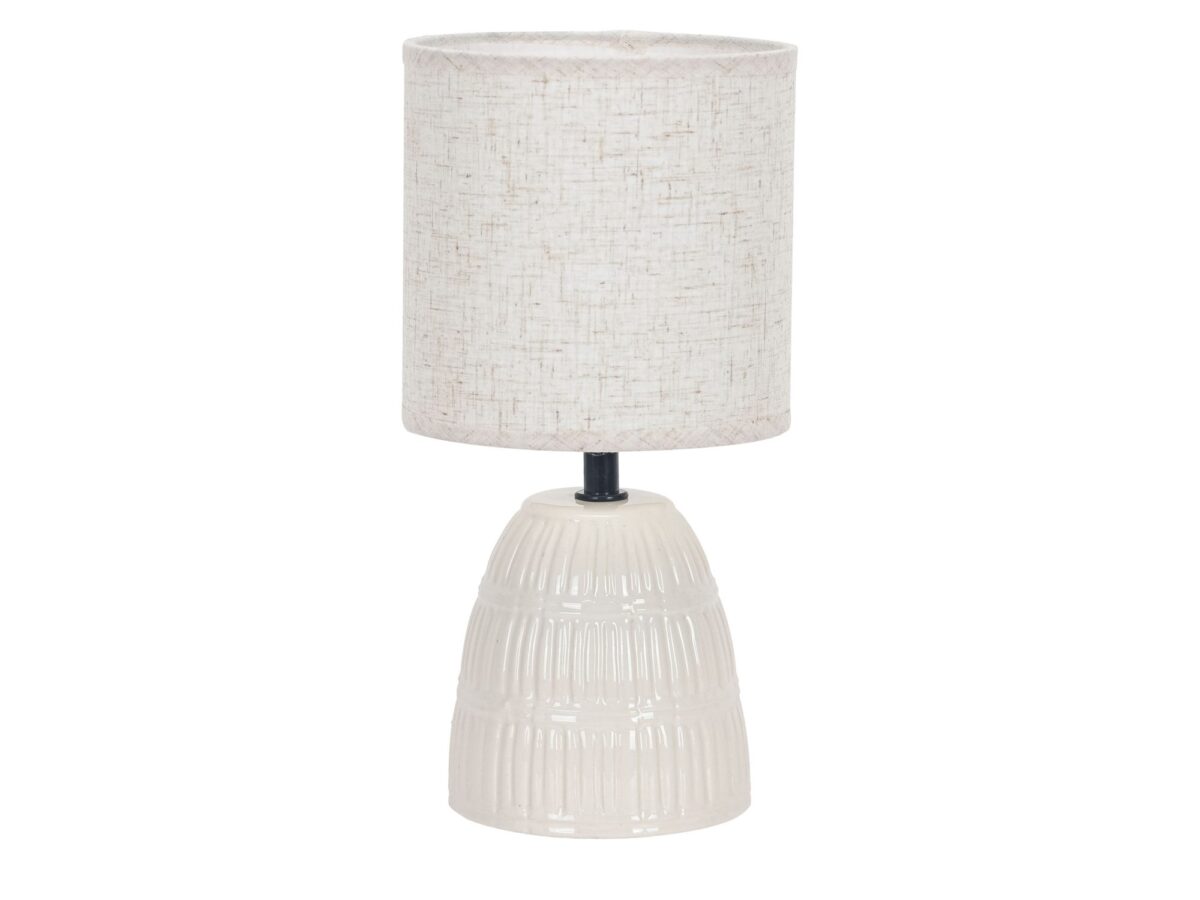 Lampa stołowa Ulotira beżowa ceramiczna z abażurem E14