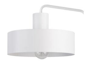 Miniaturka 2 - Zbliżenie białego metalowego klosza lampy stołowej Vasco z oprawką E27