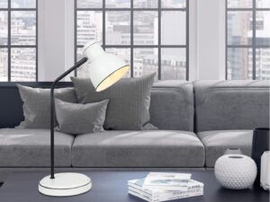 Miniaturka 1 - Lampa stołowa Veledira na stoliku przed szarą sofą